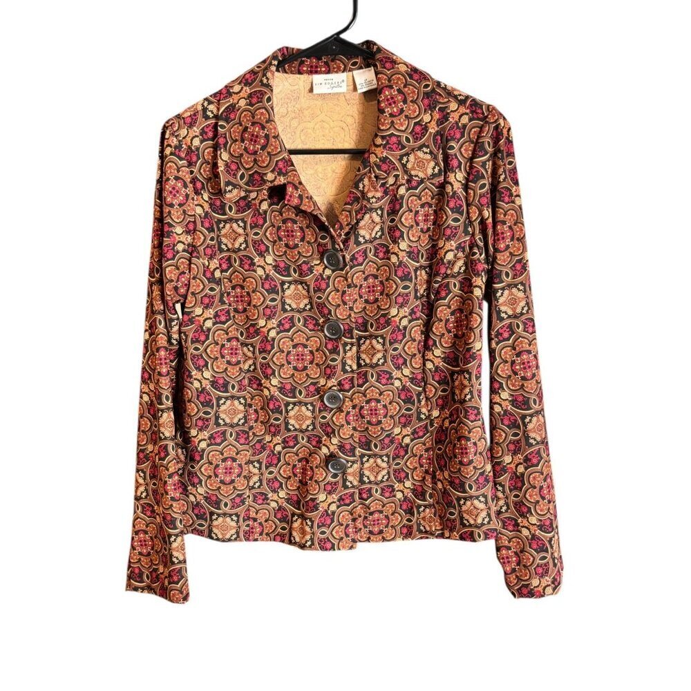 Petite Kim Rogers Signature Women's Burgundy & Brown Blazer - Picture 2 of 7